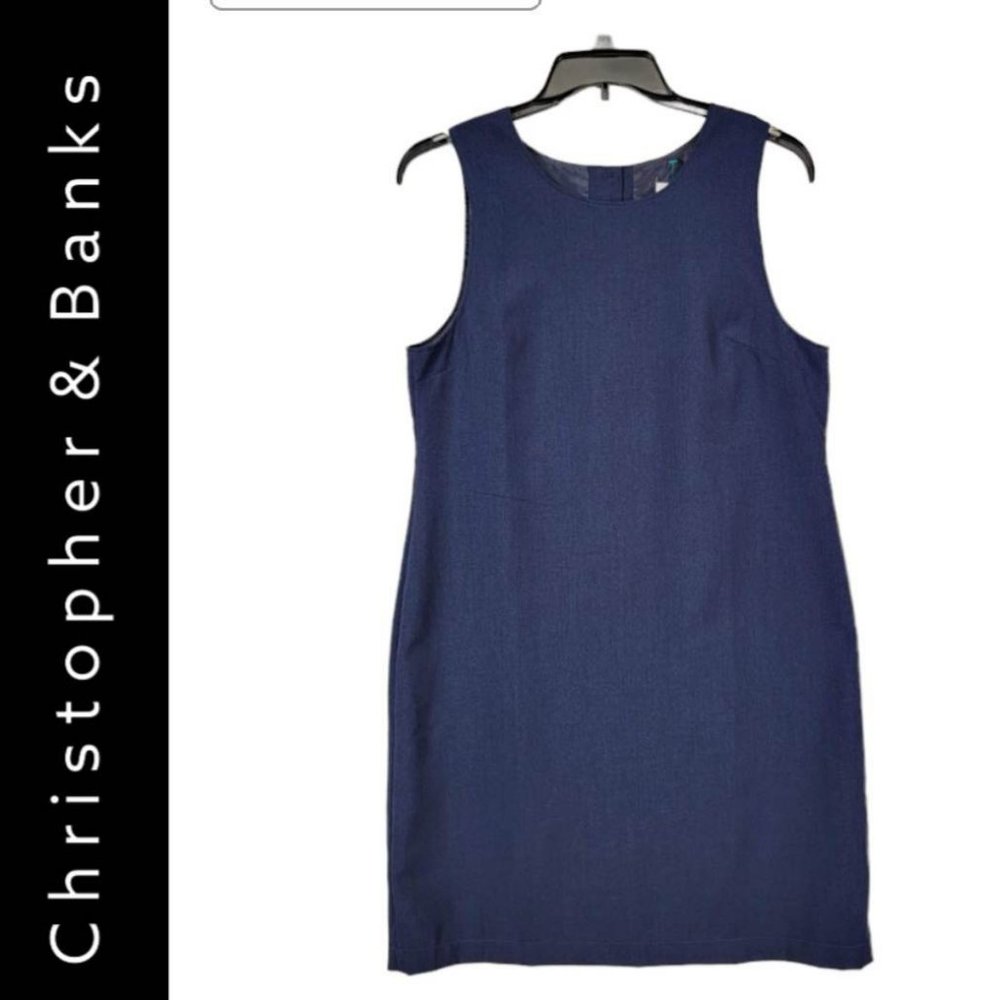 Christopher & Banks Woman Career Formal Business Sheath Dress Size 10P Navy Blue